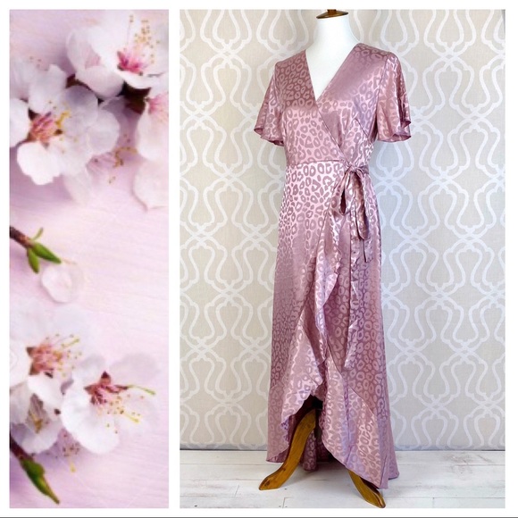 *TAKING DOWN* Dusty Pink Leopard Wrap Maxi Dress - Picture 3 of 8